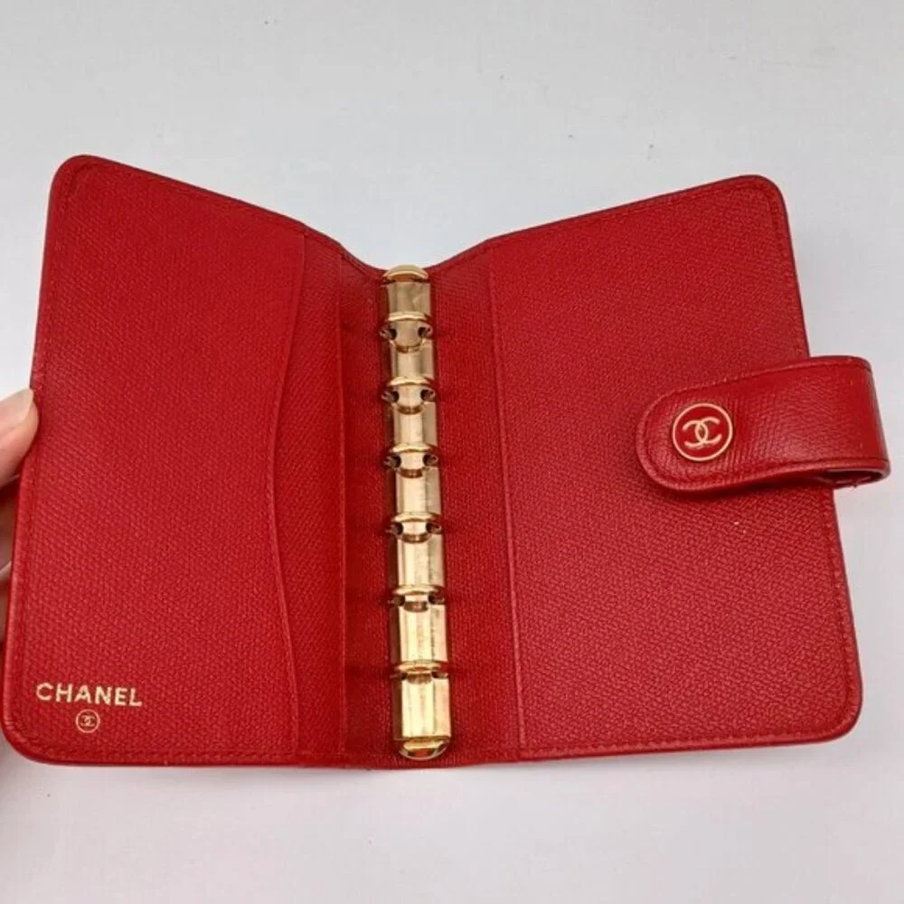 Chanel Caviar leather Ring Agenda Red Wallet Card 185-092025 - Picture 7 of 15